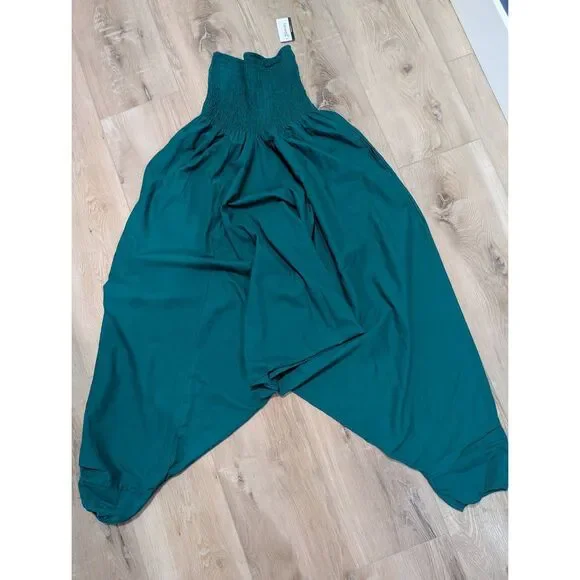 LikeMary Harem Jumpsuit Pants XL 1XL Boho Festival Yoga Cotton Pockets Teal BNWT - Picture 14 of 15